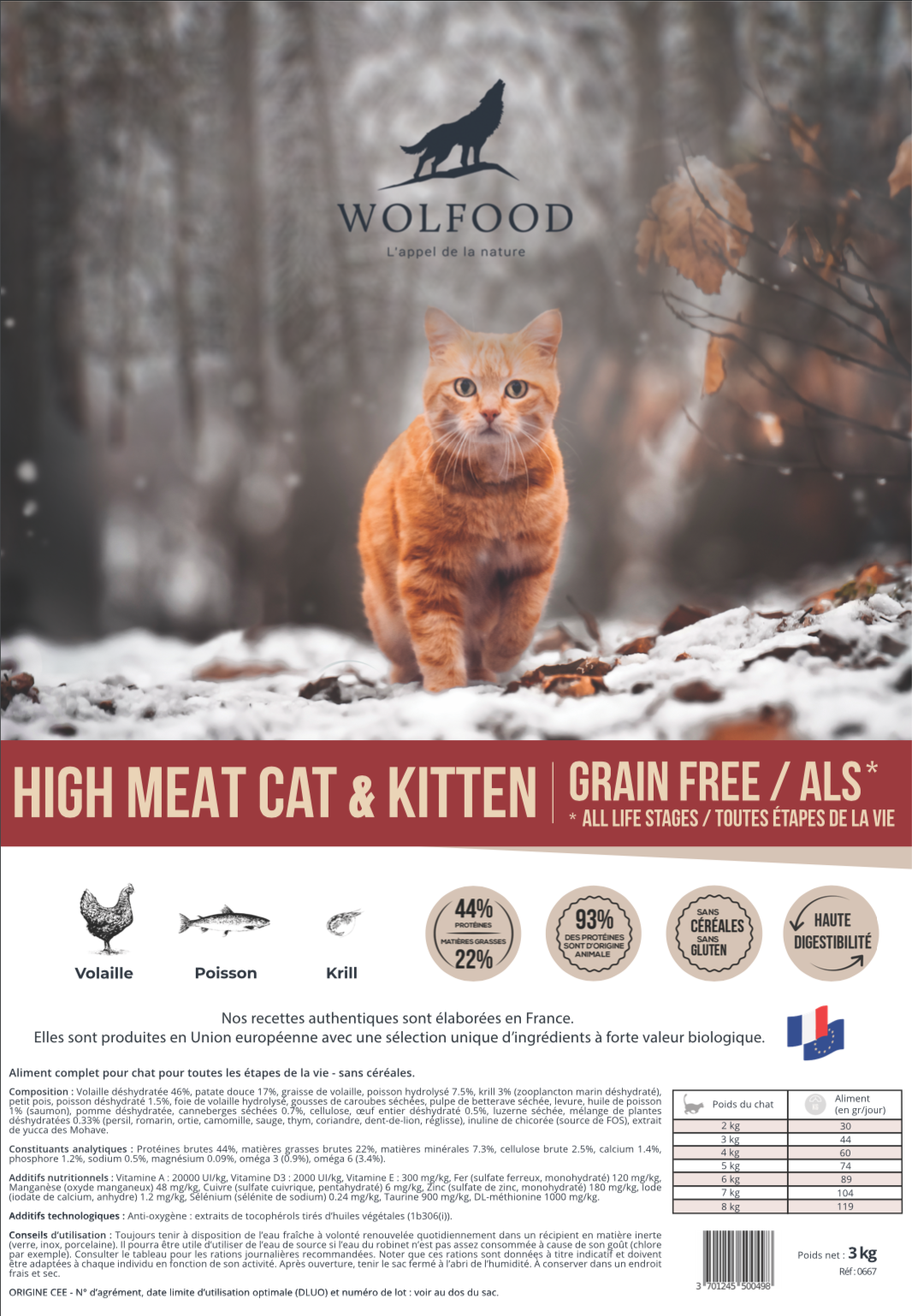 High meat cat & Kitten - 10kg - Croqreunion
